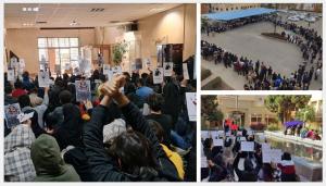 Professors and students at Kurdistan University were boycotting their classes today and condemning the regime’s lethal crackdown against Kurdish cities. Also, workers of the South Aluminum Corporation in the city of Lamerd in south-central Iran went on strike. 