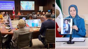NCRI President-elect Maryam Rajavi said, to a group of Canadian parliamentarians on Tuesday. "Iran is going through a critical moment in its history. People especially women are highlighted in their slogans That they want to overthrow the entire regime,”