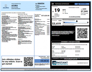 Instant VIN Reports Window Sticker