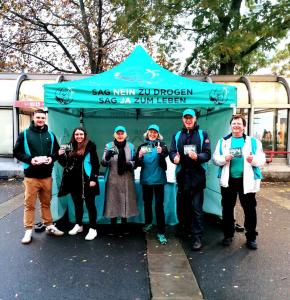 Volunteers from the Church of Scientology in Vienna bring their drug-free message to the community.