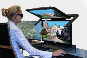 The optimum 3D-Stereo experience – full-time operations: The Schneider Digital 3D PluraView monitors feature optimized beam-splitter technology for the highest quality in stereoscopic rendering on the desktop. 
