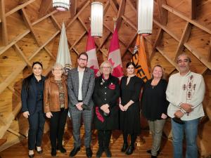 The Hon. Carolyn Bennett, Minister of Mental Health and Addictions and Associate Minister of Health stands in the center with members of organizations receiving funding from Health Canada's Substance Use and Addictions Program