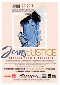 Denim Day Event Flyer, Jeans and Justice Fashion Show Fundraiser