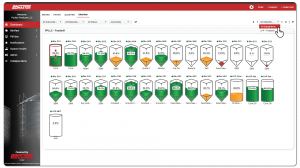 Computer screen showing silos at multiple locations.