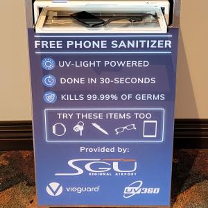 The UV-C sanitizing chamber kills 99.99% of common viruses in less than 30 seconds.