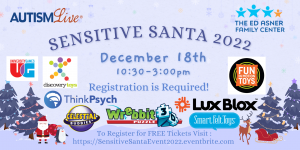 Toy logos surround a language about the 2022 Sensitive Santa Event