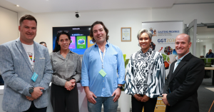L-R:  David Hood (Chief Operations Officer: iContact BPO), Traci Freeman (BPESA), Daniel Shapiro (Director and Co-founder: Alefbet Holdings), Tasneem Motara (Gauteng MEC for Economic Development), and Clinton Cohen (CEO of iContact BPO) at the official la