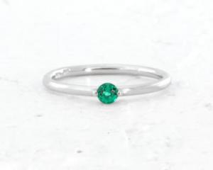 0.10ct Platinum Lab Emerald Gemstone Ring