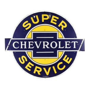 Chevrolet “Super Service” dealer neon sign, made in America in the 1940s, single-sided porcelain and measuring an impressive 42 inches by 49 inches (CA$12,390).