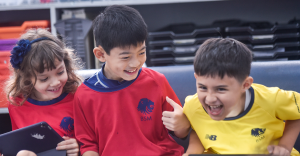 Primary students at Hour of Code