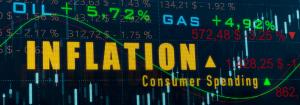 Information screen with financial datas, increased oil and gas prices, charts and diagrams.