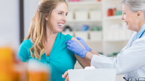 woman getting flu shot in atlanta