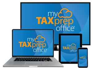 MyTAXPrepOffice logo/electronic devices