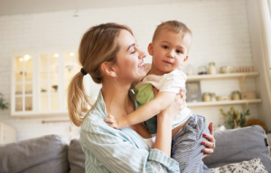 Mother holding child