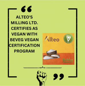 Alteo Milling certifies Vegan with BeVeg