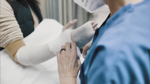 injured hand getting an x-ray