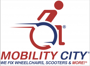 Logo picture is a wheelchair in motion with tagline, "We fix wheelchairs, scooters and more".  Mobility City Holdings, Inc., is the premier provider of mobility equipment sales, repairs, and rentals to mobility impaired persons.