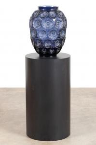 Limited edition Lalique ‘Anemones Grand’ ovoid form vase and pedestal, the vase 19 inches tall and executed in midnight blue crystal with white enamel accents (est. $10,000-$20,000).