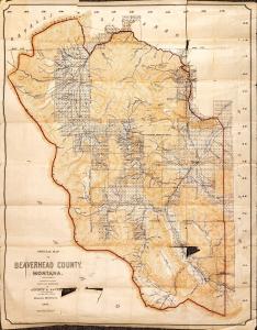 Official map from Beaverhead County, Montana from 1901, compiled from official records of George R. Metlen, county surveyor, civil and mining engineer in Dillon, Mont. (est. $140-$500).