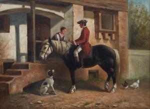 Oil on canvas painting by Charles Meer Webb (English/German, 1830-1895), titled Englishman on Horseback (1886), 11 ¼ inches by 15 ½ inches (est. $1,500-$2,500).