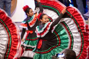 Dancers of the Buhos Marching Band who represented Mexico at the 134th Rose Parade in Pasadena