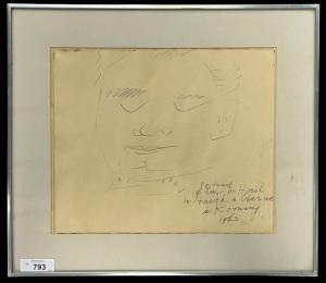 This original pencil portrait by Willem de Kooning (1904-1997), signed and inscribed to Amick de Charme, should bring $30,000-$40,000.