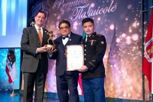 Accepting the Tlahuicole Award on behalf of Scientology Founder L. Ron Hubbard and the Scientology Churches of the Los Angeles area