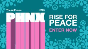 Uplifting PHNX 2023 lettering, conveying rising up for peace