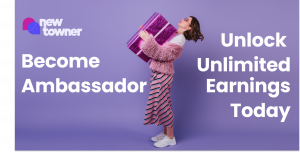 NewTowner Ambassador Program Promotional Image showing a girl carrying a gift