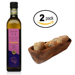 Olive Oil and Wooden Bread Basket Gift Set