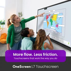 Teacher and students with OneScreen Touchscreen TL7