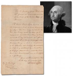 A George Washington document signed as “G. Washington,” authorizing the discharge of a loyal horse guard just days before submitting his resignation as Continental Army Commander-in-Chief (est. $20,000-$30,000).