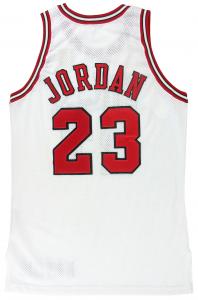 This 1996-1997 Michael Jordan home game-worn “Chicago Bulls” jersey is graded A5 and comes with a MEARS LOA (est. $6,000-$7,000).