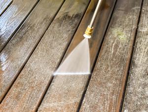 power washing wooden deck