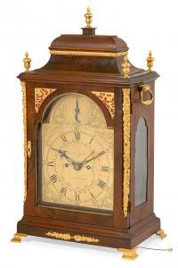 Chippendale gilt bronze mounted mahogany bracket clock, Charles Geddes, New York, circa 1795 ($11,875).