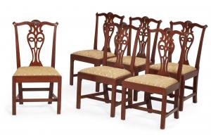 Set of six Chippendale mahogany side chairs, Rhode Island, late 18th century ($13,750).