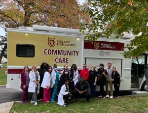 Molloy University's new Mobile Healthcare Clinic van, staffed by Molloy clinicians and nursing students. Credit: Molloy University