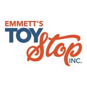 Emmett's ToyStop logo, in orange and blue.