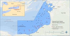 map showing outline of proposed national marine sanctuary off New York