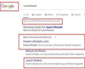 Haute-Lifestyle.com Google Search Results