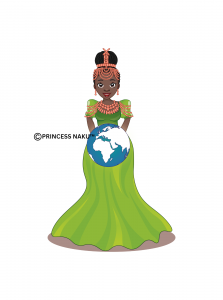 A photo of Princess Naku holding the globe