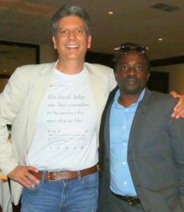 Wilner Pierre and Mike McGann of Legends Radio 100.3 at Uncle Eddies Restaurant, Juno Beach, FL.