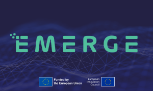 Logo of the EMERGE consortium, together with European Comission and European Innovation Council funding acknowledgements. 