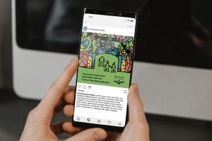 Image of a hand holding an example of a CTE program social media post.