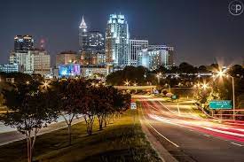 Downtown Raleigh NC at night.