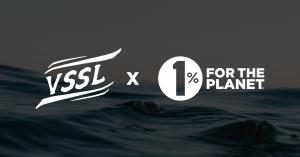 VSSL Agency and 1% for the Planet logos over ocean background.