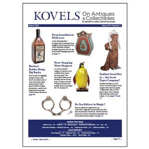 Kovels March 2023 newsletter, advertising trays, midcentury desks, modern planters, classic design, artist jewelry