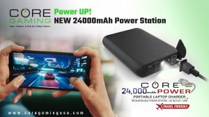 FULLY PORTABLE, TOTALLY POWERFUL 24,000 mAh LAPTOP CHARGER FROM CORE GAMING IS AN ALL-IN-ONE POWER STATION