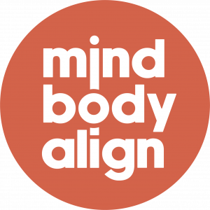 Mind Body Align logo in clay and white