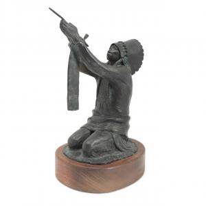 Bronze sculpture by Allan Capron (Haozous) Houser (American/Apache, 1914-1994) 12 ¾ inches tall, titled Peace Prayer (or The Offering), signed and numbered (est. $6,000-$8,000).